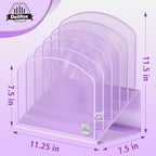 Delifox Inclined Desk File Organizer,Vertical File Folder Holder Stand Metal Rack File Sorter for Office Classroom Desktop Organization (2, Purple, 5) - Image 2