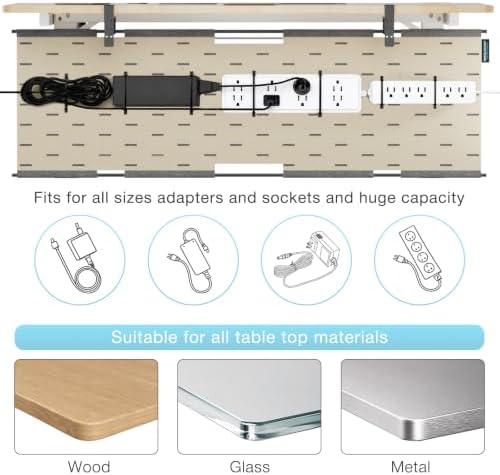 No Drill Under Desk Cable Management Tray,30" Felt Cord Organizer for Table - Image 2