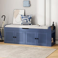 47.2" Storage Bench - Entryway Shoe Bench with Side Storage Shelves and 4 Doors, Multifunctional Entryway Bench with Lift Top Cushion, Shoe Storage Bench for Bedroom, Living Room, Navy Blue by AboutBrand