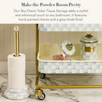 MACKENZIE-CHILDS Toilet Tissue Storage, Light-Blue-and-White Sky Check - Image 2