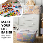 Lifetime Appliance Parts 4 PACK 91 Qt. Plastic Storage Bin Tote Organizing Container with Ultra Durable Lid & Secure Latching Buckles Stackable Extra Strength Clear w/Black Handle - Image 5