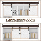 Large Desktop Bookshelf, 47.2" Desk Shelf with Sliding Barn Door - Image 3