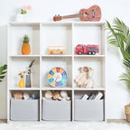 MINTWOOD Design 3-Pack Decorative Woven Storage Baskets for Shelves, Cube Bin Box for Organizing Books, Shoes, Dog Toys, Pantry Closet and Living Room Organizer, Light Gray Mix - Image 6