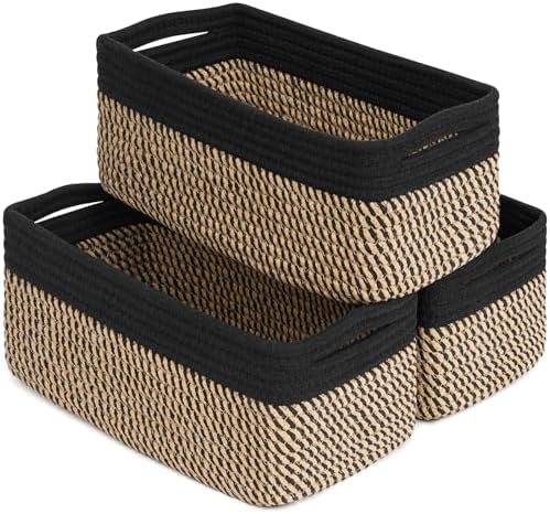 Goodpick 3-Pack Wicker Storage Baskets for Shelves, 13 x 8 x 5 in by Goodpick