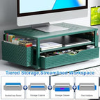 gianotter Desk Organizers and Accessories, Monitor Stand with Drawer and 2 Pen Holder, Desktop Organizer Suitable for Offices and Dormitories (Green) - Image 3