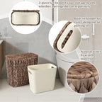 Wicker Trash Can with Lid and Liner, Handwoven Wicker Waste Basket, Water Hyacinth Bathroom Trash Can, Boho Rattan Garbage Wastebasket for Bedroom Home Living Room Office, 2.5 Gallon, Espresso - Image 6