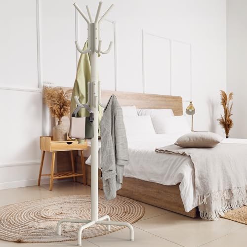 Simple Houseware Standing Coat/Hat Hanger Organizer Rack, 12 Hooks, White - Image 3