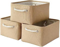 TheWarmHome Storage Bins for Shelves - Medium 3Pack 13.8L*9.8W*6.7H inch Canves Storage Basket for Organizing, Fabric Storage with Handles for Clothes Baby Dog Toys(Beige) by TheWarmHome