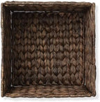 Casafield 10.5" x 10.5" Water Hyacinth Storage Baskets, Espresso - Set of 6 Collapsible Cube Organizers, Woven Bins for Bathroom, Bedroom, Laundry, Pantry, Shelves - Image 6
