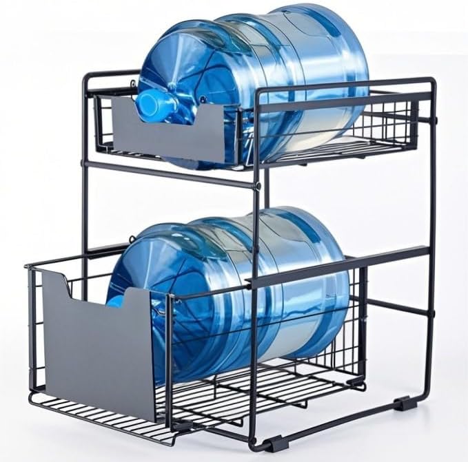 2 Tier Under Sink Organizer,Slide Out Kitchen Cabinet Organizer,Pull Out Pantry Storage with 2 baskets, Office Supplies,Kitchen,Bathroom Organizer with Sliding Drawer,Large Capacity,Multi-Use - Image 4