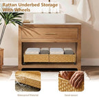 Under Bed Storage Containers with Wheels, 31.5” Large Handwoven Rattan Rolling UnderBed Storage Bins, Tool-free Assembly Natural Under The Bed Organizer Drawers for Bedroom, Sheets Clothes Blankets - Image 6