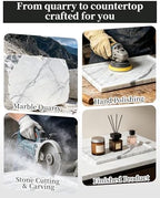 100% Natural Marble Tray for Home Decor, 12"x8" Marble Vanity Tray for Countertop Bathroom Kitchen Dresser, Stone Tray for Jewelry, Cosmetics, Lotion and Perfume - Image 4