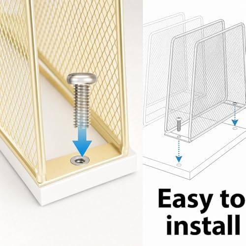 5-Section Vertical File Organizer for Desk, Gold - Image 6