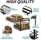 BOIVSHI 2-Tier Spice Rack, Pull Out Cabinet Organizer Spice Racks Height Adjustable Heavy Duty Metal Basket for Inside Cabinets & Pantry Closet(9.5''Wx10.5''Dx9.5''H) - Image 4