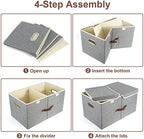 TYEERS Extra Large Collapsible Storage Bins with Lids and Compartments, Organizing Bins for Closet Storage, Clothes Storage, Cube Organizer for Home Office Storage - 3 Pack - Gray - Image 6