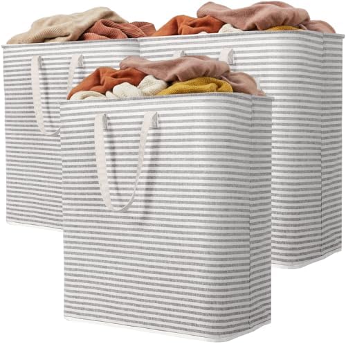 Lifewit 100L Large Laundry Baskets, Laundry Hampers Bags, 3 Pack, Grey by Lifewit