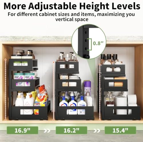 Under Sink Organizer,3-Tier Heavy Duty Pull out Cabinet Organizer Shelf - Image 3