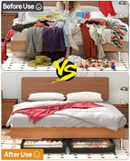 Under Bed Storage with Wheels, Square Under Bed Storage Containers, 4 Pack Under The Bed Storage Bins, 60L Under Organizer with Clear Lids, Rolling Underbed Storage For Clothes, Shoes... - Image 3
