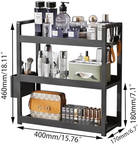 Bathroom Counter Organizer, 3-Tier Bathroom Shelf for Bathroom Kitchen Bedroom,Ideal for Organizing Cosmetics, Perfumes, Soaps, Lotions, and More(Black) - Image 2