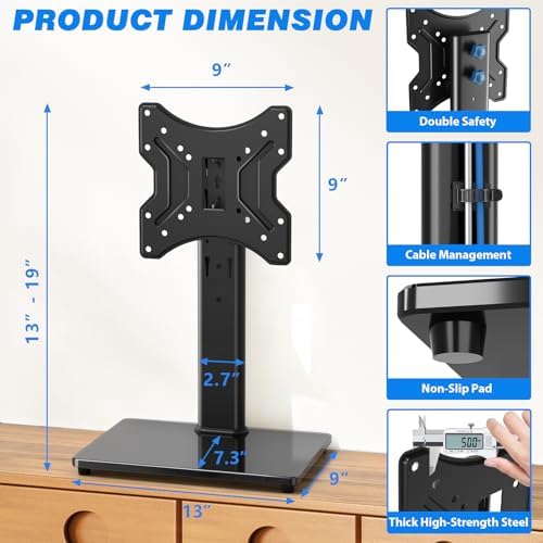Rfiver Universal Swivel Tabletop TV Stand for Flat Screens 23-43 Inch - Image 6