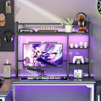 Snughome Desk Shelf with LED Strip, 38.6" Desktop Organizer Shelf, Desk Hutch for Computer Monitor, 4 Tier Desk Display Rack, Wood Desktop Bookshelf Storage Rack for Home Office Dorm - Image 6