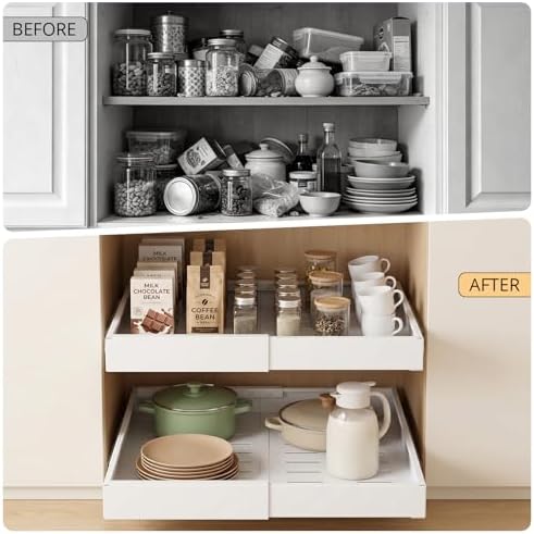 DOMNIU 4 Pack Pull Out Cabinet Organizers Expandable Width (12.4''-20.27'') - Image 4