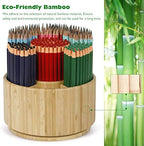 Bamboo Rotating Pencil Holder for Desk,Pen Holder with 7 Compartments - Image 6