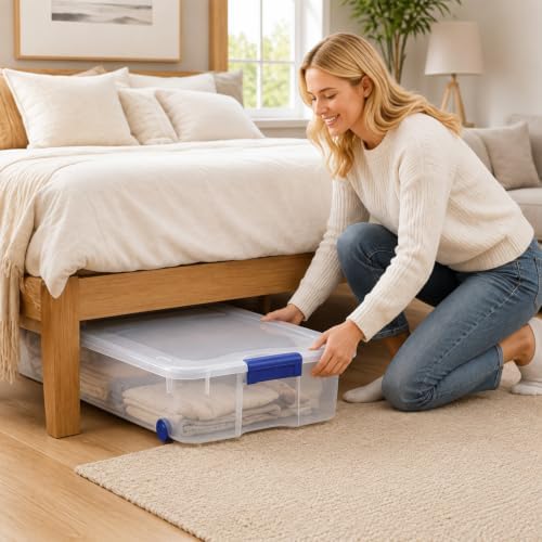 66 Qt Plastic Under-Bed Storage Bin with Wheeled&Lid for Home and Closets - Image 5