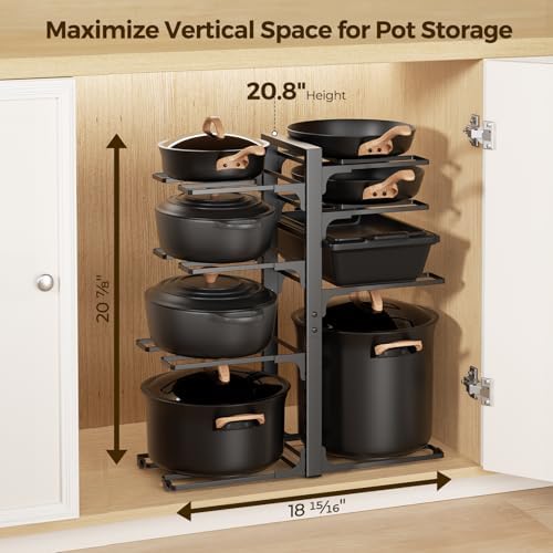 LAMU 8-Tier Heavy Duty Pots and Pans Organizer under Cabinet, 20.8" H - Image 2