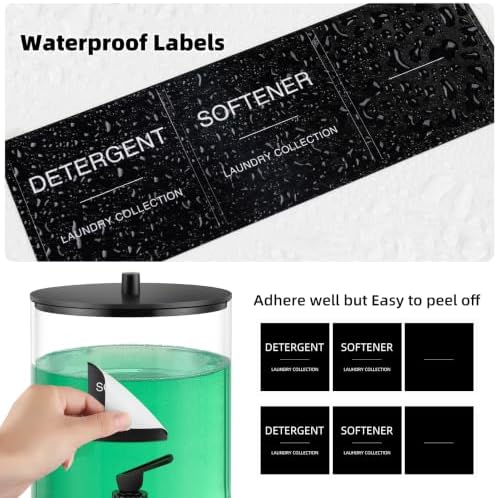 TIPGO 1 Gallon Glass Laundry Detergent Dispenser with Spigot, 128 oz Liquid Laundry Soap and Fabric Softener Container, Wide Mouth Detergent Holder with 6 Waterproof Labels (2 Pack) - Image 6