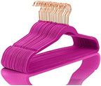 MIZGI Premium Velvet Hangers (Pack of 50) Heavyduty - Non Slip - Velvet Suit Hangers Pink - Copper/Rose Gold Hooks,Space Saving Clothes Hangers by MIZGI