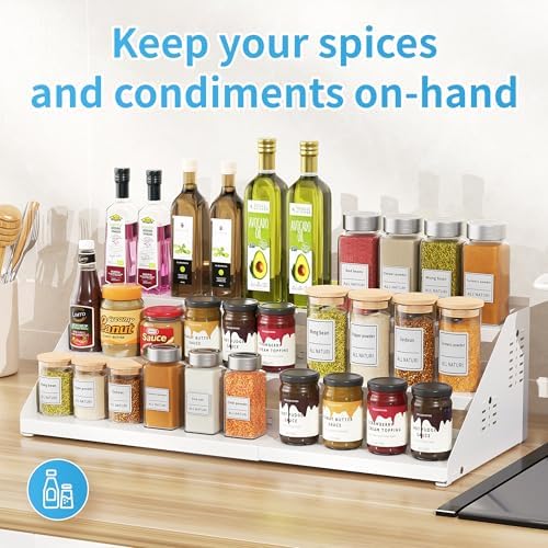 BOIVSHI 3 Tier Expandable Spice Organizer for Cabinet, White - Image 6