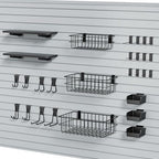 35Pcs Slatwall Accessories Kit, with Slatwall Hooks, Baskets, Shelves, Bins by FOFARY