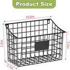Wall Basket with Label Plate & 5 S-Hooks –4 Pack Hanging Wire Basket for Organizing, Wall Storage for Kitchen, Bathroom, Pantry, Laundry, RV – Hanging Wall Basket, Metal - Image 5