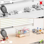 Yieach 4 Pack Clear Stackable Storage Drawers,Acrylic Drawer Organizer for Medicine,Palettes,Hair Accessories and Makeup Organizer,Plastic Drawers for Cabinet,Office,Desk,Bathroom Storage Containers - Image 5