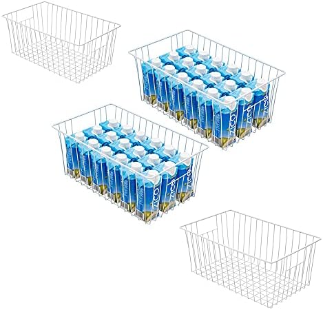 16inch Freezer Storage Organizer Baskets, Household Wire Refrigerator Bins with Built-in Handles for Cabinet, Pantry, Closet, Bedroom by Y.Z.Bros