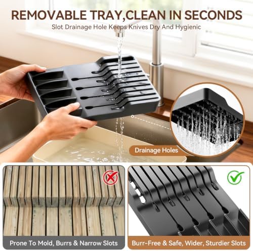 MAD SHARK 2-in-1 Knife Drawer Organizer, Silverware Organizer with Lid - Image 3