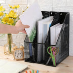 Sliner 6 Pack Black Metal Magazine Holder Mesh Steel Document Rack 1 Section File Organizer Extra Wide Magazine Folder Storage Desk Tidy for Office Home, 12.6"x 9.8"x 3" - Image 4