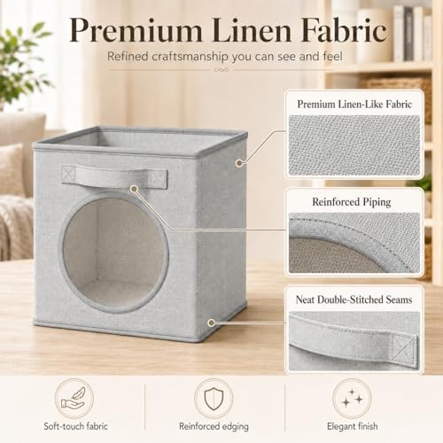 Fabric Storage Cubes with Mesh Window, 11'' Cube Storage Bin, Gray, 4 Pack - Image 4