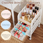 Hongtamoya Rolling Makeup Cart Organizer with 3 Drawers, Narrow Floor Skincare Organizers, Cosmetics Display Cases Vanity Organizer for Skin Care Nail Polish Perfume Makeup Brush, White - Image 4