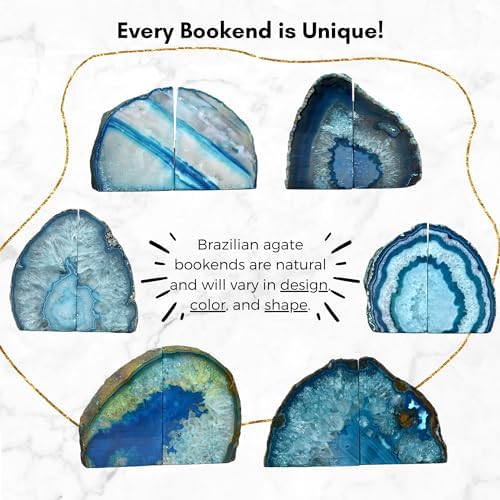 Nature's Decorations Teal Agate Bookends - A-Quality XL Heavy Duty Geode, Turquoise & Aqua Statement Room Decor, Crystal Gift, 1 Pair (6-8 lbs) - Image 2