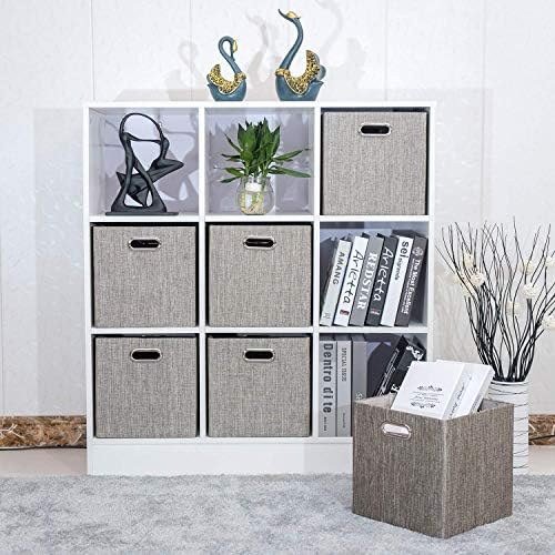 Posprica Storage Bins,11×11 Foldable Storage Cubes Boxes Container Closet Organizer Shelf Cabinet Bookcase,Thick Fabric Drawer Container - 4pcs,Coffee - Image 6