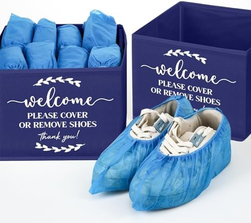 Suzile 6 Pcs Shoe Covers Box Foldable Storage Bin Indoor Disposable Shoe Cover Dispenser Holders for Open Houses Real Estate Agent Supplies Homeowner Booties(Dark Blue) - Image 6