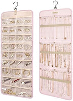 BAGSMART Hanging Jewelry Organizer Necklace/Earring/Ring 2-Sided L Pink by BAGSMART