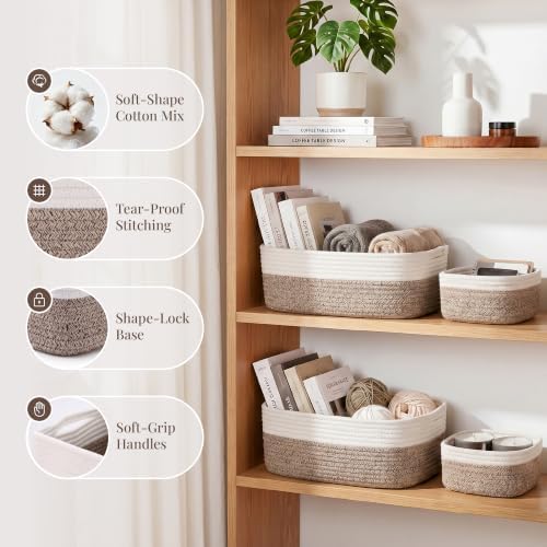 Storage Baskets for Shelves, 5 Pack, 2 Sizes Organizer Bins - Image 3