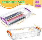 Crtiin 12 Pack Clear Pencil Box Stackable Case, White, Orange, Purple - Image 3