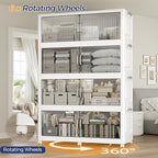 120Gal Extra Large Foldable Storage Organizer with Lid, 480QT Stackable Plastic Storage Bins with Clear Magnetic Doors & Wheels, for Bedroom Garage Closet Kitchen Dorm Home (3‑Pack) - Image 6