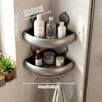 Shower Caddy Suction Cup（2-Pack Gray）, No-Drilling Corner Bathroom Organizer,Rust Proof Shower Shelf for Inside Shower with Removable Hooks & Towel Bar - Image 2
