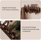 ELECANE Piano Key Coat Rack Wall Mount, Solid Wood Flip Down Magnetic Hooks Piano Coat Rack, Wall Mounted Coat Hanger 8‑Hooks for Entryway Hallway Bedroom Kitchen Home Storage - Image 6
