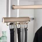 TAG Hardware Designer 6-Hook Expandable Valet Belt Rack, 13.75-Inch Extendable Wardrobe Closet Organizer Rod (Matte Gold) - Image 4